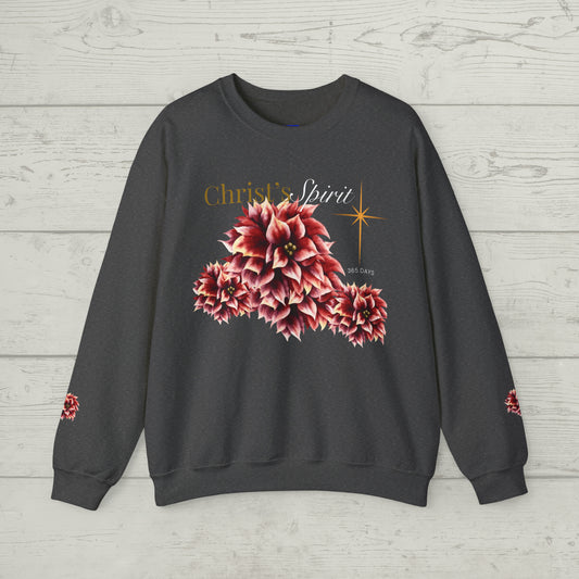 Christ's Spirit with Elegant Poinsette Christian Crewneck Sweatshirt